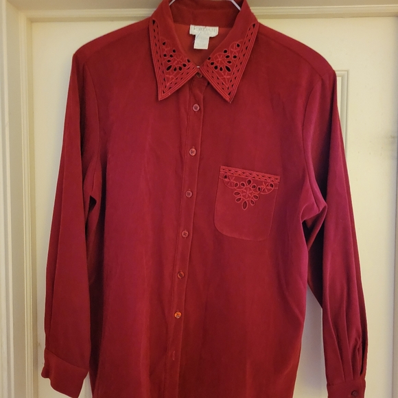 Burgundy Red Long Sleeve Jordan Woman Blouse - Picture 1 of 7